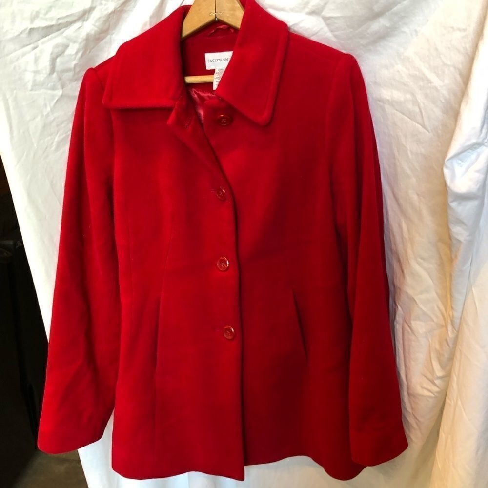 Jaclyn Smith Red Pea Coat Small